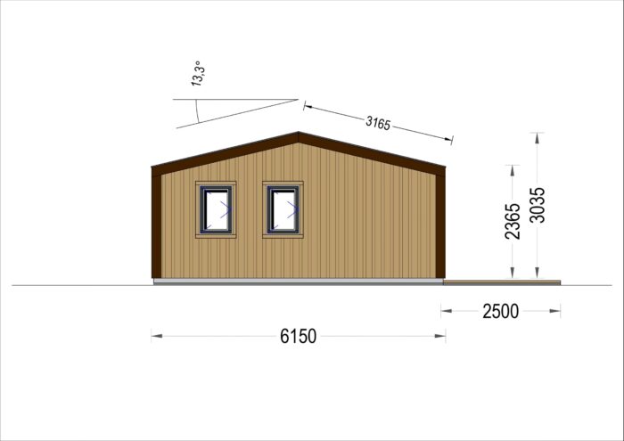 Blockbohlenhaus Angelika 44mm + Holzverschalung), 8.2x6.2m, 50m²