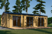 Blockbohlenhaus Angelika 44mm + Holzverschalung), 43m² Isoliert