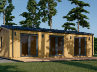 Blockbohlenhaus Angelika 44mm + Holzverschalung), 43m²