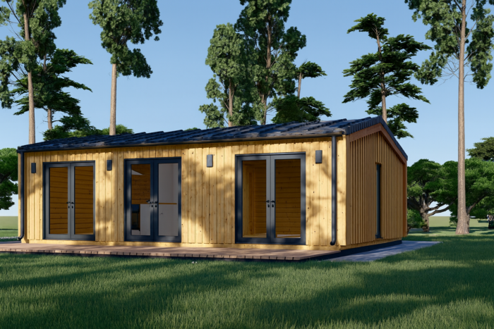Blockbohlenhaus Angelika 44mm + Holzverschalung), 43m² Isoliert – Bild 2