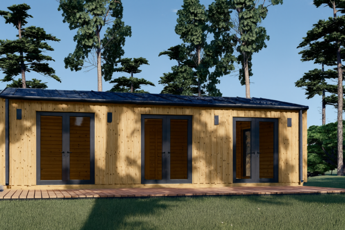 Blockbohlenhaus Angelika 44mm + Holzverschalung), 43m² Isoliert – Bild 4