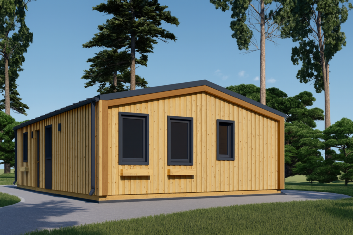 Blockbohlenhaus Angelika 44mm + Holzverschalung), 43m² Isoliert – Bild 3