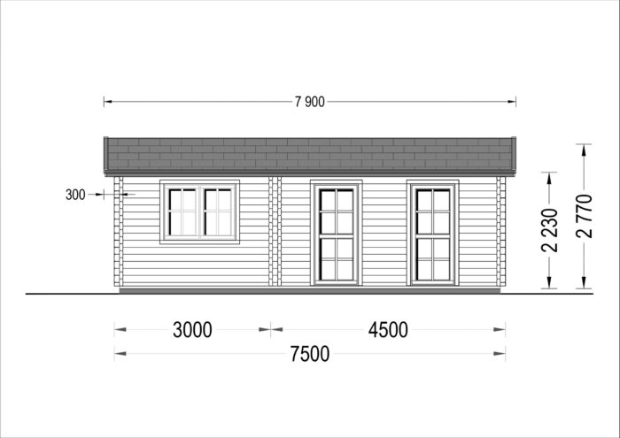 Blockbohlenhaus MORITZ, 4.2x7.5m, 32m²