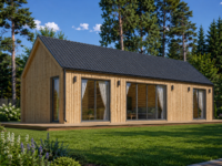 Blockbohlenhaus ADRIAN (44mm + Holzverschalung ), 50m² Extra Isoliert