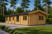 Blockbohlenhaus BOZEN (44+44 mm), 15x6m, 90m² Extra Isoliert