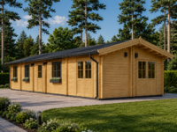 Blockbohlenhaus BOZEN (44+44 mm), 15x6m, 90m² Isoliert