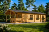 Blockbohlenhaus GOSAU (44+44 mm), 6x15 m, 90 m² Isoliert – Bild 2