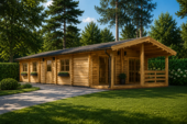 Blockbohlenhaus GOSAU (44+44 mm), 6x15 m, 90 m² Isoliert