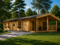 Blockbohlenhaus GOSAU (44+44 mm), 6×15 m, 90 m² – Extra Isoliert