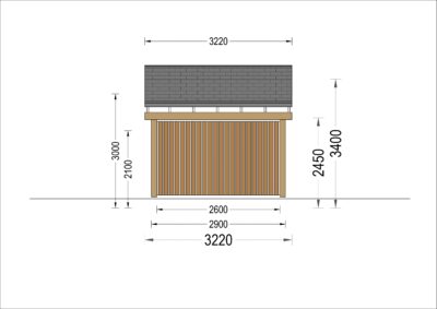 Carport aus Holz mit L-förmiger Wand LISA, 3.2x6 m