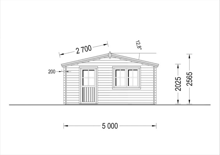 Gartenhaus NELE (44mm), 5x5m, 25m²