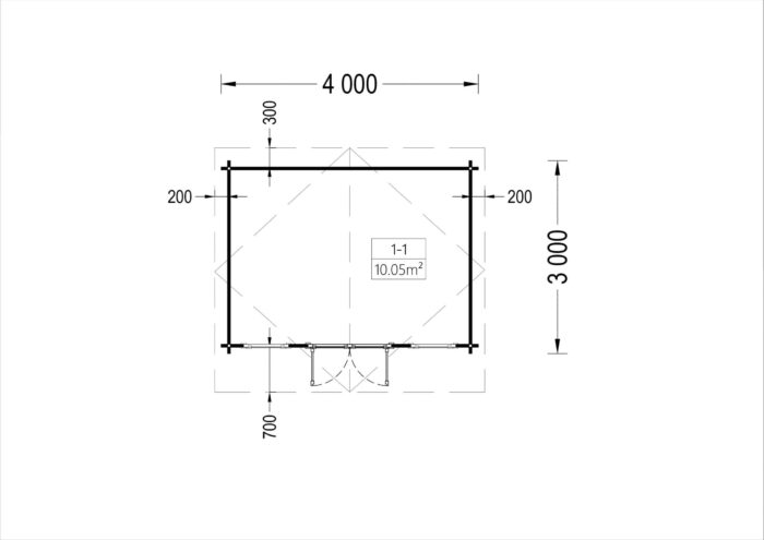 Gartenhaus aus Holz OLIVER (44mm), 4x3m, 12m²