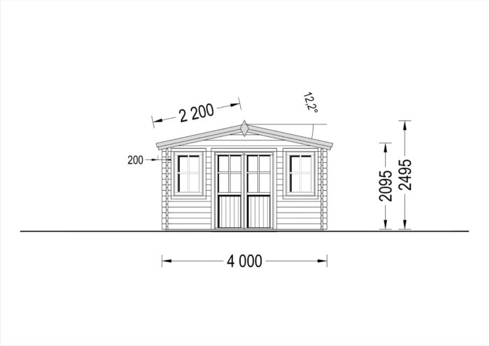 Gartenhaus aus Holz OLIVER (44mm), 4x3m, 12m²