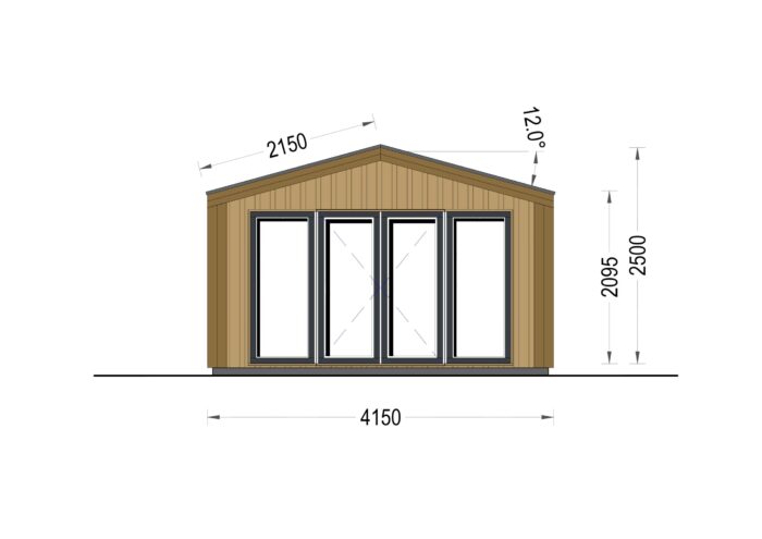 Gartenhaus ELSA (34 mm + Holzverschalung), 4x3m, 12m²