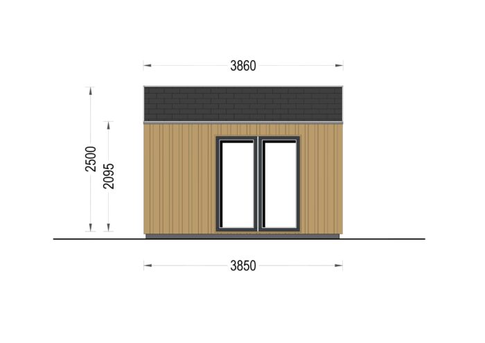 Gartenhaus ELSA (34 mm + Holzverschalung), 5x3m, 15m²