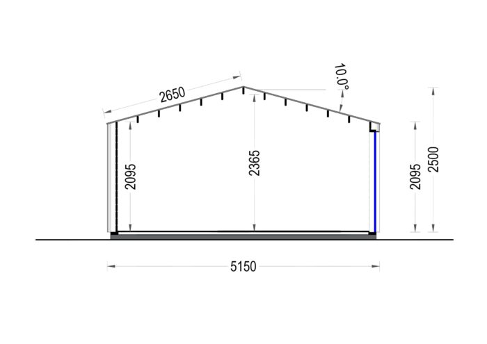 Gartenhaus ELSA (34 mm + Holzverschalung), 5x3m, 15m²