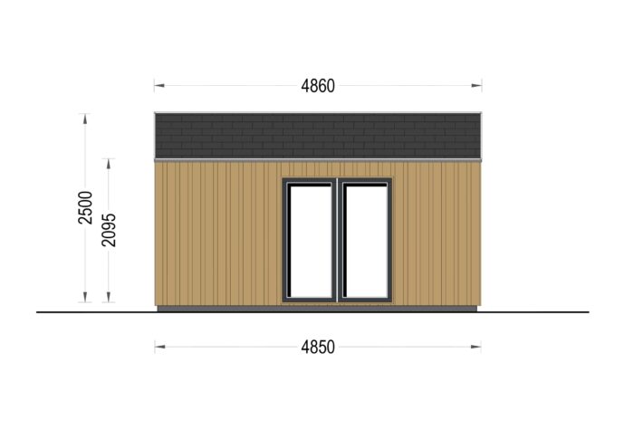 Gartenhaus ELSA (34 mm + Holzverschalung), 5x4m, 20m²