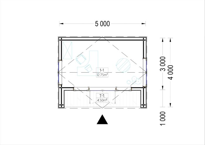 Gartenhaus TAURUS (44mm + Holzverschalung ), 5x4m, 20m²