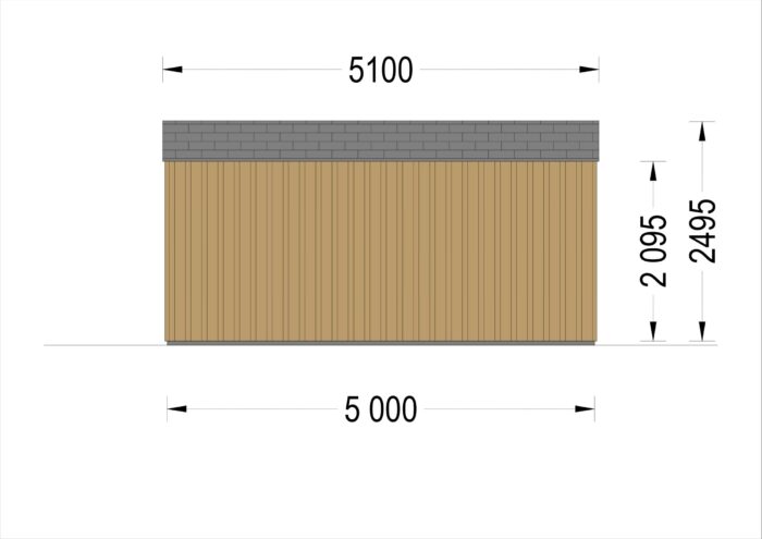 Gartenhaus TAURUS (44mm + Holzverschalung ), 5x4m, 20m²