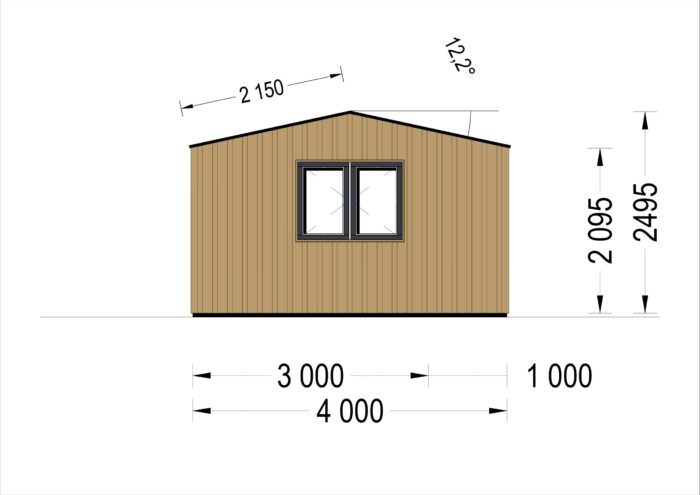 Gartenhaus TAURUS (44mm + Holzverschalung ), 5x4m, 20m²