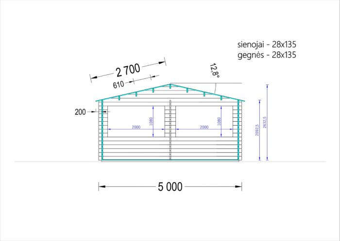 Verkaufskiosk (28 mm), 5x3 m, 15 m²