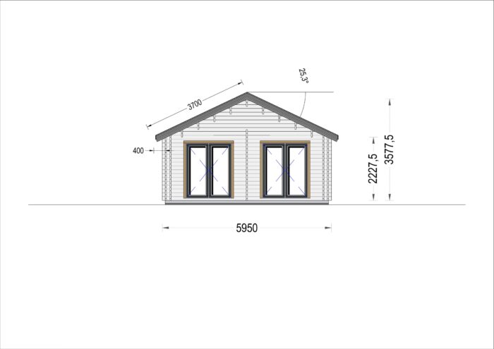 Blockbohlenhaus ANGELA (44+44mm), 71m²