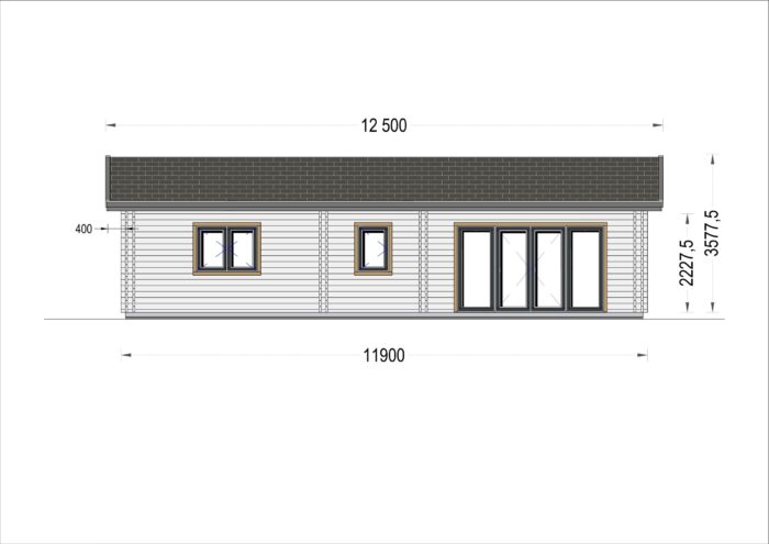 Blockbohlenhaus ANGELA (44+44mm), 71m²