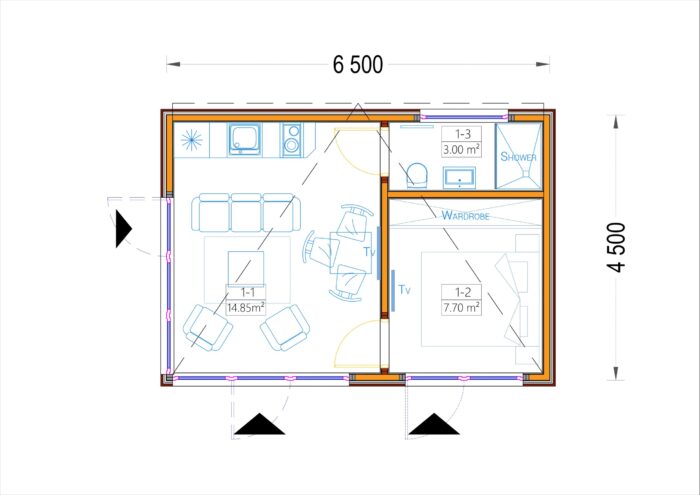 Premium Gartenhaus (Isoliert, SIPS), 6.5x4.5 m, 30 m²