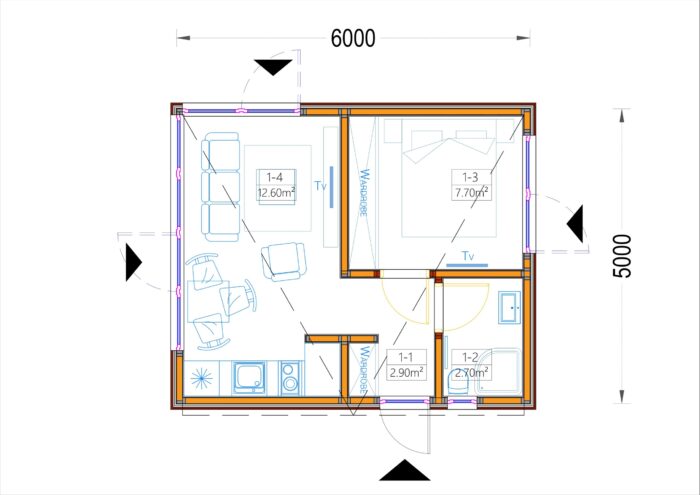 Premium Gartenhaus (Isoliert, SIPS), 6x5 m, 30 m²