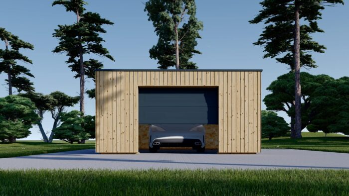 Holzgarage mit Flachdach (34mm + Holzverschalung), 5x6m, 30m²