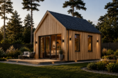 Blockbohlenhaus SUSI (44mm + Holzverschalung), 20m² Isoliert