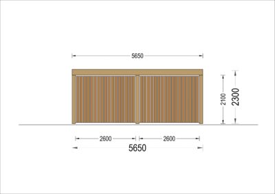 Carport aus Holz für 2 Autos mit Schuppen und Seitenwand, 7.6x5.6 m