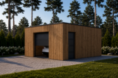 Holzgarage mit Flachdach (34mm + Holzverschalung), 5x6m, 30m²