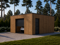 Holzgarage mit Flachdach (34mm + Holzverschalung), 5x6m, 30m²