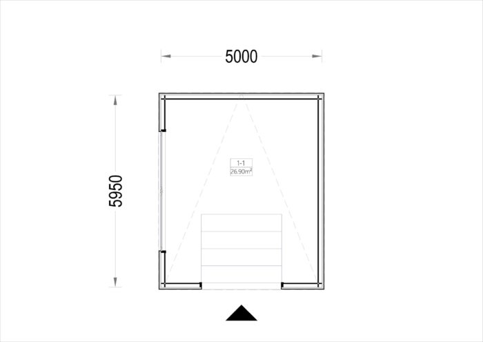 Holzgarage mit Flachdach (34mm + Holzverschalung), 5x6m, 30m²