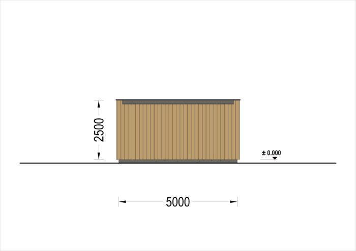 Holzgarage mit Flachdach (34mm + Holzverschalung), 5x6m, 30m²