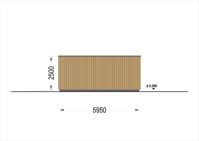 Holzgarage mit Flachdach (34mm + Holzverschalung), 5x6m, 30m²