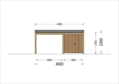 Carport aus Holz für 1 Auto mit Schuppen und Seitenwand LUNA F PLUS, 4.9x5.6 m