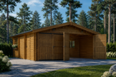 Doppelgarage aus Holz (44mm), 6x8 m, 48m²