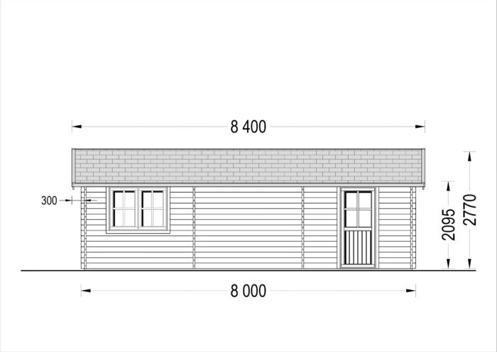 Doppelgarage aus Holz (44mm), 6x8 m, 48m²