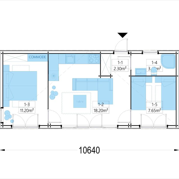 Holzhaus PREMIUM (34mm + Holzverschalung), 10.5x4.5m, 47m²