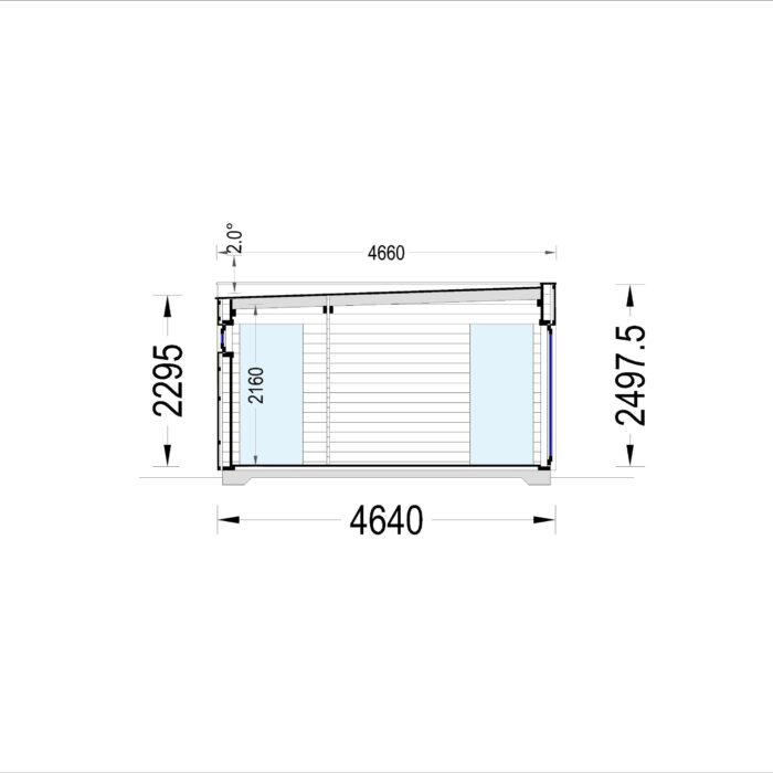 Holzhaus PREMIUM (34mm + Holzverschalung), 10.5x4.5m, 47m²