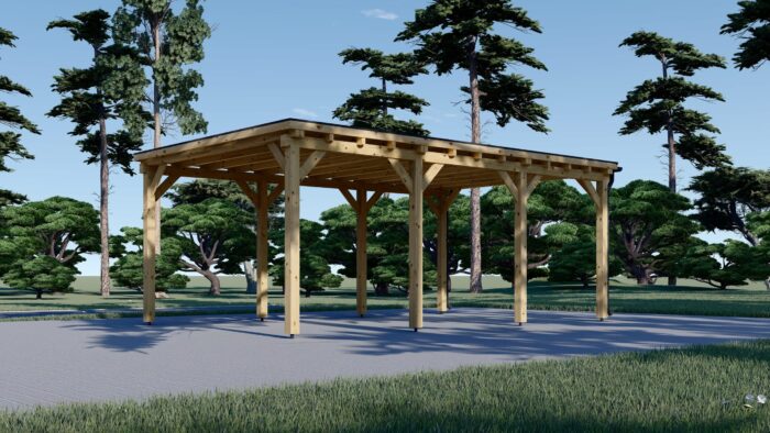 Carport aus Holz mit Flachdach, 3x6m, 18m²