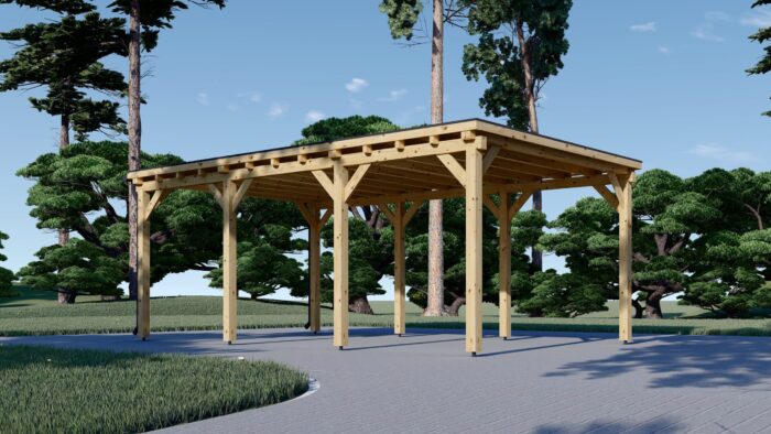 Carport aus Holz mit Flachdach, 3x6m, 18m²