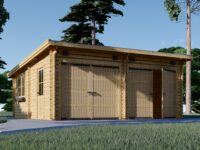 Doppelgarage aus Holz mit Pultdach (44mm) 6x6m, 36m²