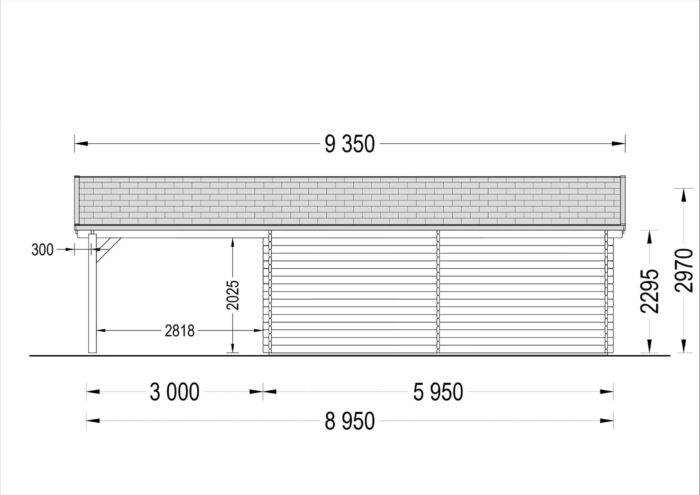 Doppelgarage (44 mm) 6x6m mit Carport 3x6m, 54m²