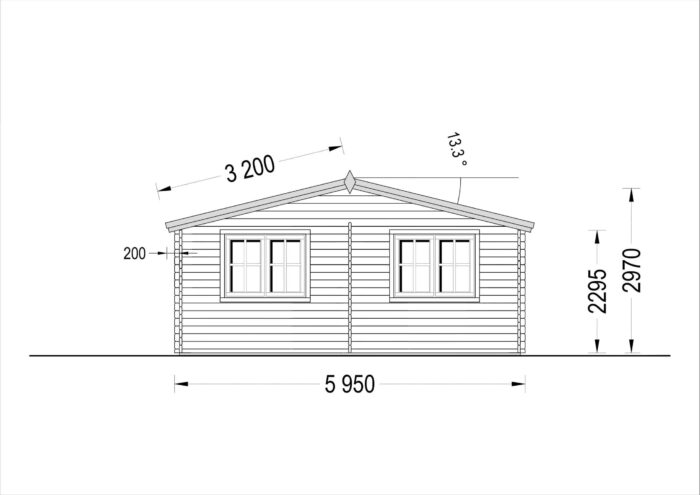 Doppelgarage (44 mm) 6x6m mit Carport 3x6m, 54m²