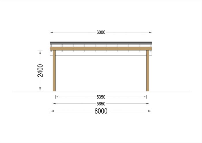 Carport Luna Duo für 2 Autos mit L-förmiger Wand F, 6x6 m