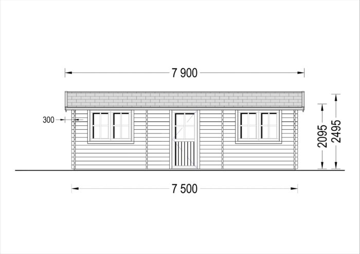 Einzelgarage aus Holz (44 mm), 4x7.5 m, 30 m²