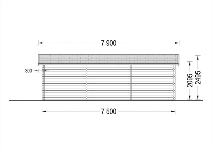 Einzelgarage aus Holz (44 mm), 4x7.5 m, 30 m²